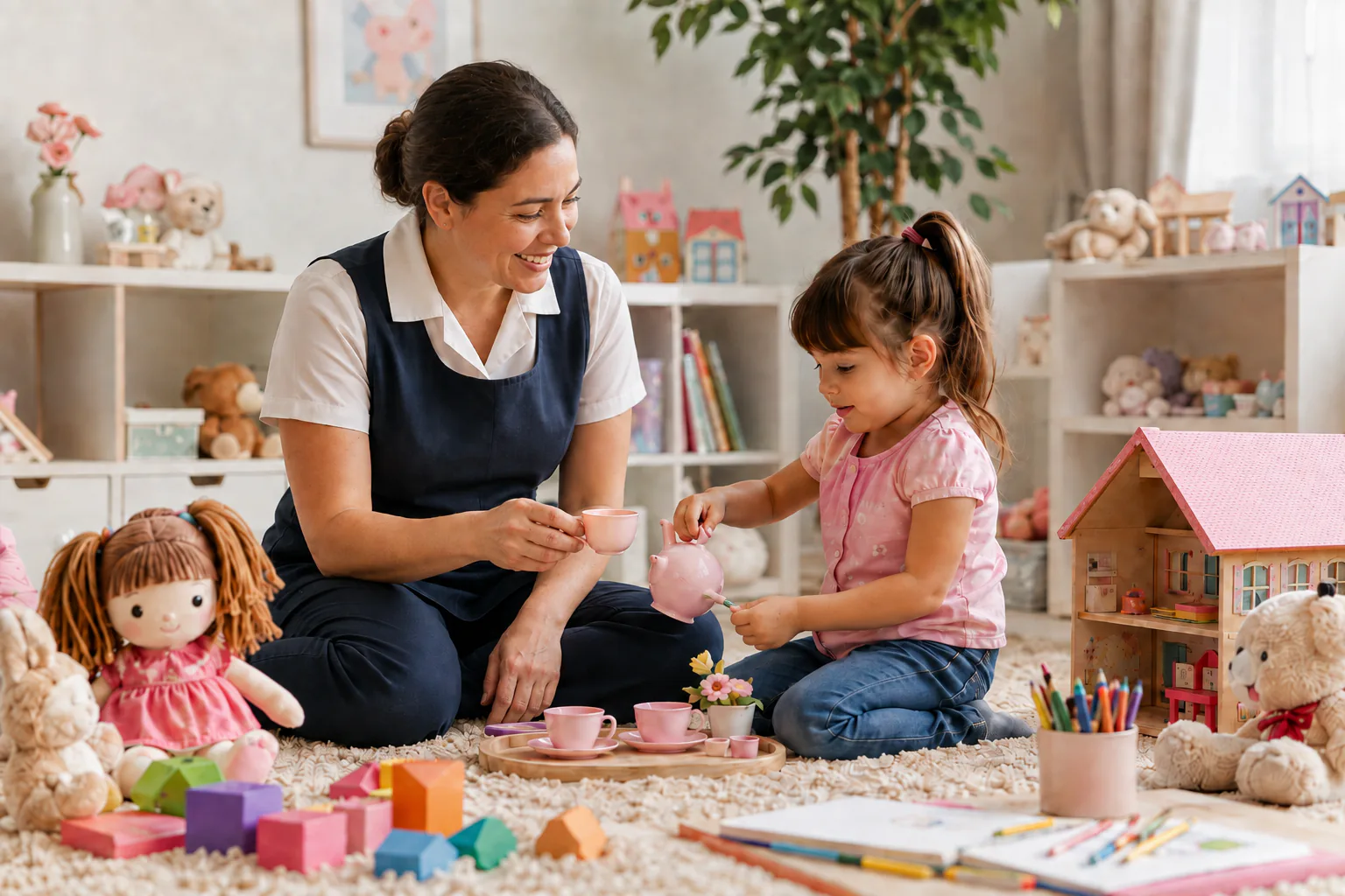 Cena ilustrativa do curso Babá Brinquedista em residência de alto padrão